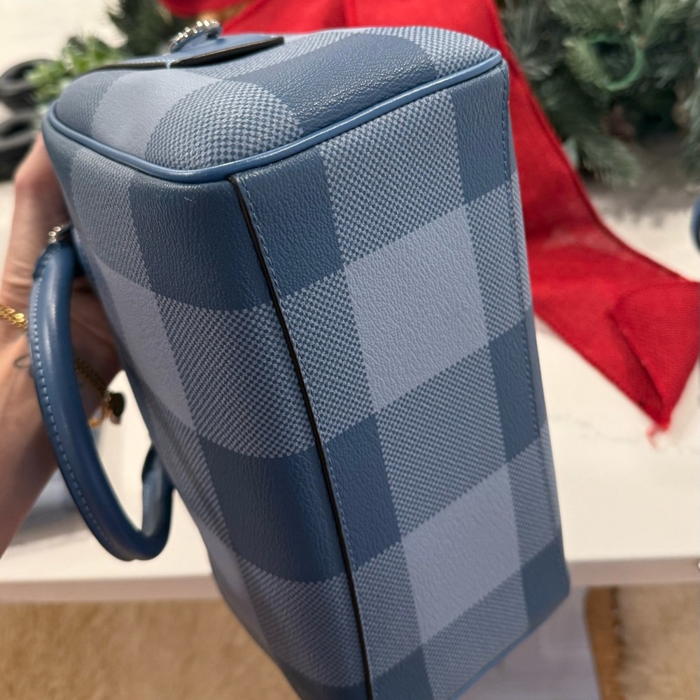Coach Blue Buffalo Check Satchel + Matching Wristlet Set - Picture 3 of 6